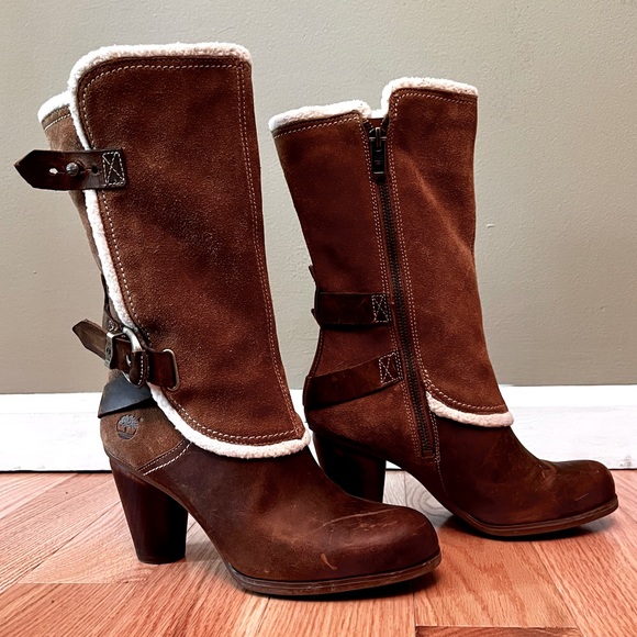 Distressed Buckle Timberland Leather Boots - Picture 1 of 5